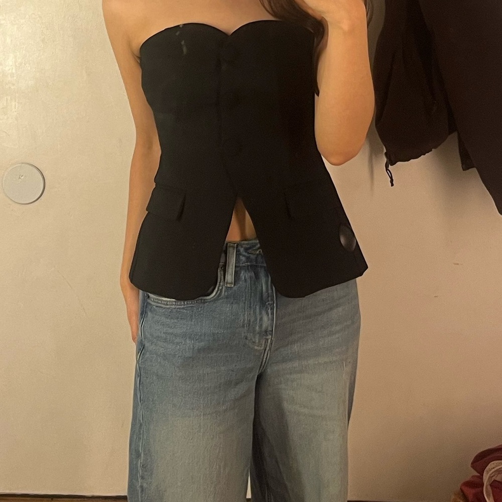 NWT SEND OFFERS Anthropologie strapless black top size XS